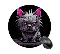 Tappetino per mouse rotondo con base in gomma antiscivolo, lavabile, impermeabile, tappetino per mouse da gioco con cane Pooh grigio, accessori da scrivania per computer, ufficio, 19 x 20 cm