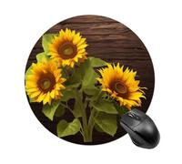 Tappetino per mouse rotondo con base in gomma antiscivolo, lavabile, impermeabile, tappetino per mouse da gioco con piante di girasole, per computer, ufficio, scrivania, accessori da 19 x 20 cm