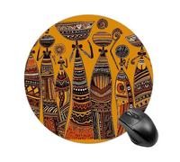 Tappetino per mouse rotondo con base in gomma antiscivolo, lavabile, impermeabile, tappetino per mouse creativo con cultura africana per computer, accessori da scrivania da ufficio, 19 x 20 cm