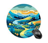 Tappetino per mouse rotondo con base in gomma antiscivolo, lavabile, impermeabile, tappetino per mouse da gaming, motivo: colline dei cartoni animati, accessori per scrivania da ufficio, 19,8 x 20,8