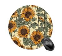 Tappetino per mouse rotondo con base in gomma antiscivolo, lavabile, impermeabile, tappetino per mouse da gioco, romantico, girasoli, per computer, ufficio, scrivania, accessori da 19 x 20 cm