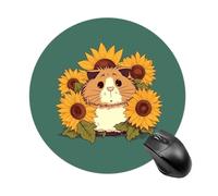 Tappetino per mouse rotondo con base in gomma antiscivolo, lavabile, impermeabile, tappetino per mouse da gioco, girasole, criceto, cartone animato, accessorio per scrivania da ufficio, 19 x 20 cm