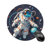 Tappetino per mouse rotondo con base in gomma antiscivolo, motivo astronauta spaziale, tappetino per mouse da gioco, impermeabile, divertente, grande, lavabile, per computer portatile, ufficio, casa