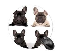 Tappetino per mouse rotondo con base in gomma antiscivolo, motivo: bulldog francese, tappetino per mouse da gioco, impermeabile, divertente, grande, lavabile, per computer portatile, ufficio, casa