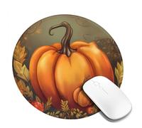 Tappetino per mouse rotondo con base in gomma antiscivolo, motivo Punmpkin per il giorno del Ringraziamento, tappetino per mouse da gioco con bordo cucito, per mouse wireless, computer portatile, casa