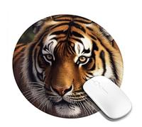 Tappetino per mouse rotondo con base in gomma antiscivolo, motivo tigre del Bengala, con bordo cucito, tappetino per mouse da gioco, per computer, laptop, casa, ufficio, scrivania, 20,3 cm