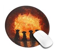 Tappetino per mouse rotondo con base in gomma antiscivolo per accessori da scrivania, laptop, giochi, ufficio, cani, fuoco, fiamma, bruciante