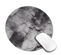 Tappetino per mouse rotondo con base in gomma antiscivolo, tappetino per mouse in marmo nero chiaro con bordo cucito, tappetino per mouse da gioco per mouse wireless per computer portatile, casa