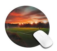 Tappetino per mouse rotondo con base in gomma antiscivolo tramonto bellissimo campo da calcio tappetino per mouse con bordo cucito tappetino per mouse da gioco per mouse wireless per computer