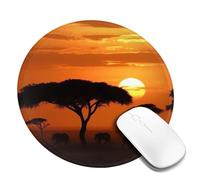Tappetino per mouse rotondo con base in gomma antiscivolo tramonto savana africana tappetino per mouse da gioco con bordo cucito tappetino per mouse wireless per computer portatile casa ufficio