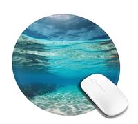 Tappetino per mouse rotondo con base in gomma antiscivolo, vista subacquea della spiaggia tropicale, tappetino per mouse con bordo cucito, tappetino per mouse wireless per computer portatile, casa