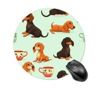 Tappetino per mouse rotondo con bassotto e base in gomma antiscivolo, impermeabile, per computer portatile, ufficio