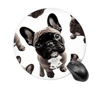 Tappetino per mouse rotondo con bulldog francese, scorrevole, tappetino per mouse da gioco, ad alta densità, portatile, comodo, per scrivania, casa, ufficio, 19 x 20 cm