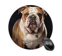 Tappetino per mouse rotondo con bulldog inglese, scorrevole, tappetino per mouse da gioco, ad alta densità, portatile, comodo, per scrivania, casa, ufficio, 19 x 20 cm