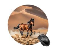 Tappetino per mouse rotondo con cavalli che corrono nel deserto, tappetino per mouse da gioco, ad alta densità, portatile, comodo, per scrivania, casa, ufficio, 20 x 20 cm