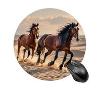 Tappetino per mouse rotondo con cavalli che corrono nella sabbia, tappetino per mouse carino con base in gomma antiscivolo, tappetino per mouse per laptop, giochi, ufficio casa