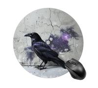 Tappetino per mouse rotondo con corvo sul terreno, tappetino per mouse in gomma antiscivolo impermeabile tappetino per mouse divertente 19,8 x 19,8 cm per computer, laptop, accessori da scrivania da