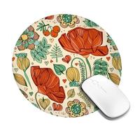 Tappetino per mouse rotondo con disegno floreale a mano, grazioso fiore, piccolo tappetino per mouse per accessori da scrivania, tappetino per mouse da gioco con bordo cucito, tappetino in gomma ant