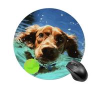 Tappetino per mouse rotondo con divertente cane che nuota, tappetino per mouse da gioco, ad alta densità, portatile, comodo, per scrivania, casa, ufficio, 19 x 20 cm