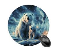 Tappetino per mouse rotondo con due orsi polari, scorrevole, ad alta densità, portatile, comodo, per scrivania, casa, ufficio, 19 x 20 cm