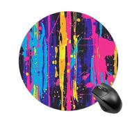 Tappetino per mouse rotondo con effetto schizzi di inchiostro neon, base in gomma antiscivolo, ideale per computer, laptop, videogiochi, casa e ufficio. Accessori per scrivania, 20 cm (8 pollici).