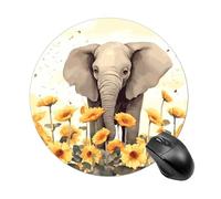 Tappetino per mouse rotondo con elefante e girasole carino piccolo tappetino per mouse wireless per gaming lavoro laptop mini tappetino per mouse decorazione per la casa ufficio accessori da scrivania