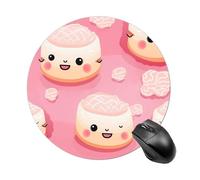 Tappetino per mouse rotondo con faccine di sushi con base in gomma antiscivolo, impermeabile, per computer portatile e ufficio