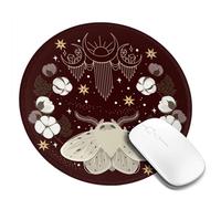 Tappetino per mouse rotondo con falena celeste stregata, farfalla e stelle, piccolo tappetino per mouse per accessori da scrivania, tappetino per mouse da gioco con bordo cucito, tappetino per scriv