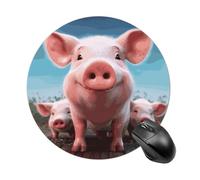 Tappetino per mouse rotondo con famiglia di animali carini, tappetino per mouse da gaming, ad alta densità, portatile, comodo, per scrivania, casa, ufficio, 19 x 20 cm