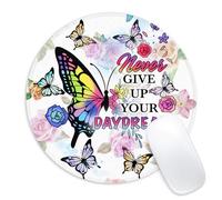 Tappetino per mouse rotondo con farfalla, piccolo tappetino per mouse divertente con base in gomma antiscivolo, tappetino per mouse, decorazione per casa e ufficio, tappetino per mouse rotondo da 22,1