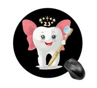 Tappetino per mouse rotondo con fata dei denti con base in gomma antiscivolo, impermeabile, per computer portatile e ufficio