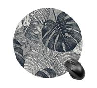 Tappetino per mouse rotondo con foglie di Monstera, tappetino per mouse da gaming, ad alta densità, portatile, comodo, per scrivania, casa, ufficio, 19 x 20 cm