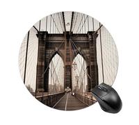 Tappetino per mouse rotondo con foto del ponte di Brooklyn, tappetino per mouse da gaming, ad alta densità, portatile, comodo, per scrivania, casa, ufficio, 19 x 20 cm