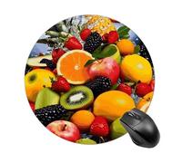 Tappetino per mouse rotondo con frutta colorata, tappetino per mouse in gomma antiscivolo impermeabile tappetino per mouse divertente 19,8 x 19,8 cm per computer, laptop, accessori da scrivania per