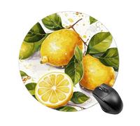 Tappetino per mouse rotondo con frutta e limone, tappetino per mouse da gioco, ad alta densità, portatile, comodo, per scrivania, casa, ufficio, 19 x 20 cm