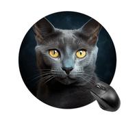 Tappetino per mouse rotondo con gatto grigio con stelle di gatto, impermeabile, antiscivolo, tappetino per mouse divertente, 19,8 x 19,8 cm, per computer, laptop, accessori da scrivania da ufficio