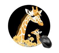 Tappetino per mouse rotondo con giraffa africana e girasole con base in gomma antiscivolo, impermeabile, per computer portatile e ufficio