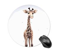 Tappetino per mouse rotondo con giraffa, tappetino per mouse da gaming, ad alta densità, portatile, comodo, per scrivania, casa, ufficio, 19 x 20 cm