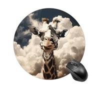 Tappetino per mouse rotondo con giraffa tra le nuvole, impermeabile, antiscivolo, in gomma, tappetino per mouse divertente, 19,8 x 19,8 cm, per computer, laptop, accessori da scrivania, tappetino per
