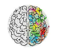 Tappetino per mouse rotondo con immagine geometrica del cervello con scienza, base in gomma antiscivolo, piccolo tappetino per mouse, adatto per giochi, computer portatile, 19 x 20 cm.