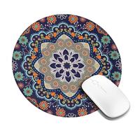 Tappetino per mouse rotondo con mandala floreale colorato, piccolo tappetino per mouse per accessori da scrivania, tappetino per mouse da gioco con bordo cucito, tappetino per scrivania in gomma ant