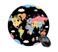 Tappetino per mouse rotondo con mappa del mondo, grazioso tappetino da scrivania con base in gomma antiscivolo, piccolo tappetino per mouse divertente per ufficio e giochi, accessori decorativi per