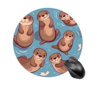 Tappetino per mouse rotondo con motivo animali con lontra marrone, impermeabile, antiscivolo, tappetino per mouse divertente, 19,8 x 19,8 cm, per computer, laptop, ufficio, scrivania, accessori per