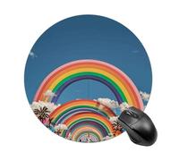 Tappetino per mouse rotondo con motivo arcobaleno bellissimo mondo, tappetino per mouse testurizzato di alta qualità, lavabile, base in gomma antiscivolo, piccolo tappetino per il mouse, 20 x 20 x 0,3