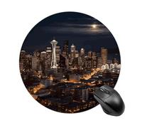 Tappetino per mouse rotondo con motivo città di Seattle, tappetino per mouse in gomma antiscivolo, accessori da scrivania per computer portatile, 19 x 20 cm, per ufficio e uso domestico