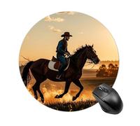 Tappetino per mouse rotondo con motivo cowboys che cavalca cavalli, tappetino per mouse da gioco, ad alta densità, portatile, comodo, per scrivania, casa, ufficio, 20 x 20 cm