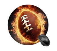Tappetino per mouse rotondo con motivo football americano fiammeggiante, tappetino per mouse in gomma antiscivolo impermeabile tappetino per mouse divertente 19,8 x 19,8 cm per computer, laptop