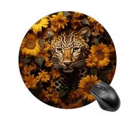 Tappetino per mouse rotondo con motivo leopardo e girasole carino piccolo per mouse wireless per gaming lavoro laptop mini tappetino per mouse decorazione per la casa ufficio accessori da scrivania