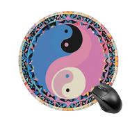 Tappetino per mouse rotondo con motivo Yin Yang, tappetino per mouse da gaming, ad alta densità, portatile, comodo, per scrivania, casa, ufficio, 19 x 20 cm