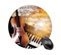 Tappetino per mouse rotondo con note musicali per pianoforte, violino e musica, tappetino per mouse da gioco, ad alta densità, portatile, comodo, per scrivania, casa, ufficio, 19 x 20 cm